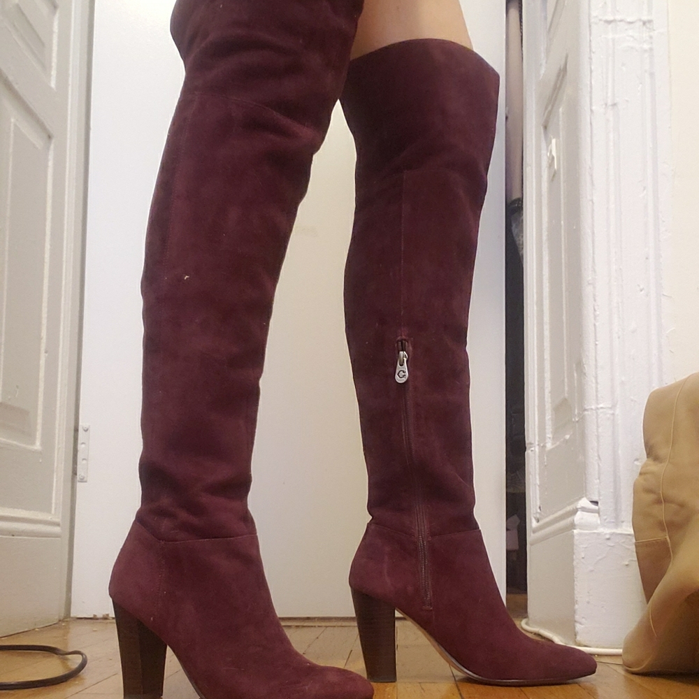 Plum Color suede over the knee boots